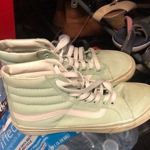 Mint blue vans high top sneakers
